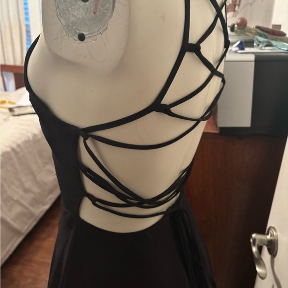 LuLus Good Deeds Black Lace-Up Dress S - Picture 8 of 11